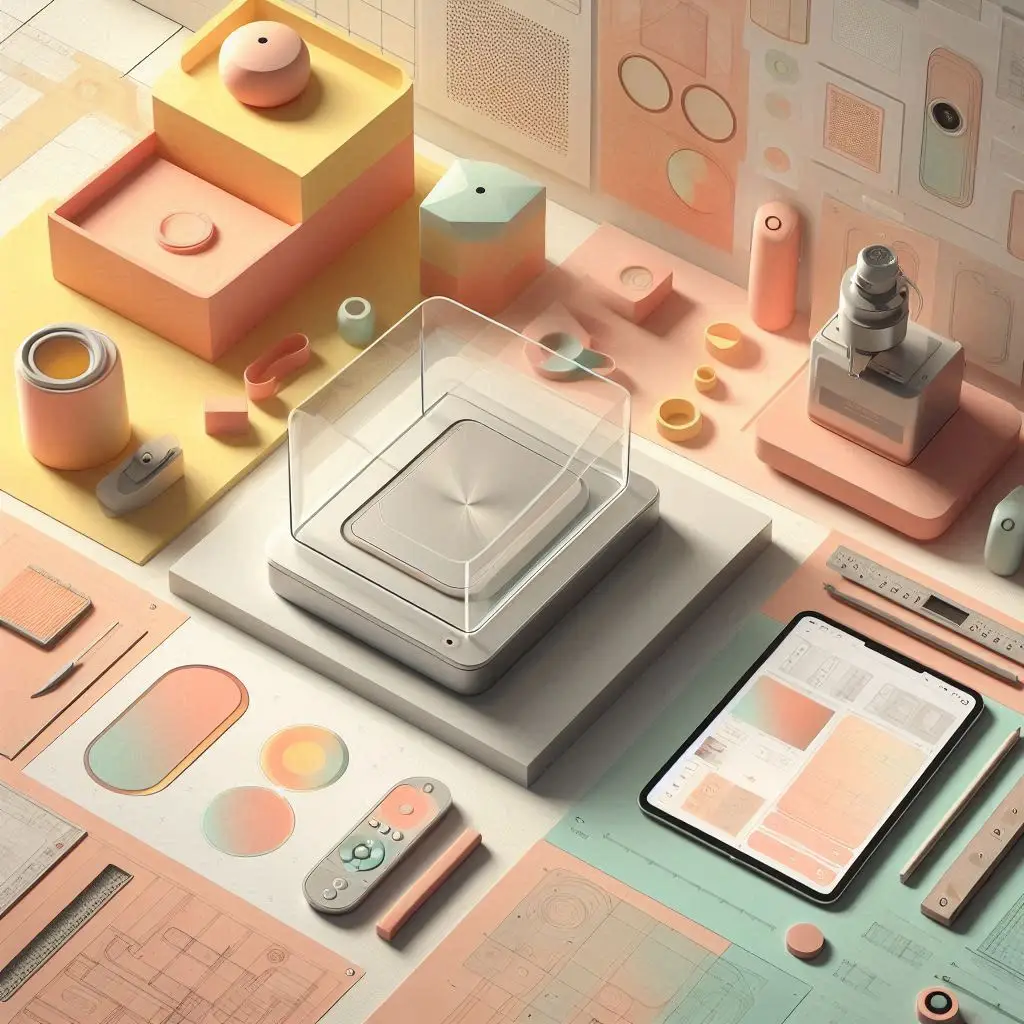 Tech prototype workspace warm lighting