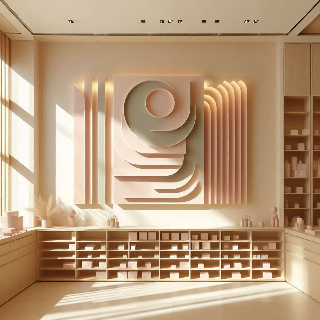 Layered acrylic wall sign retail space